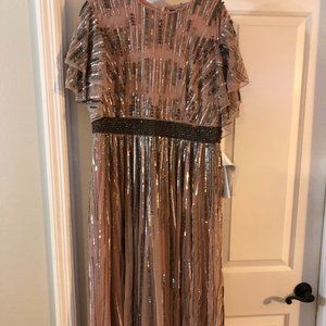 Mac Duggal Beaded Flutter Sleeve Gown Size 14